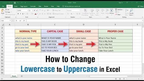 how to make capital letters lowercase in excel