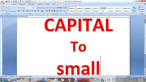 how to make capital letters lowercase in word