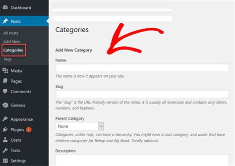 how to make categories in wordpress