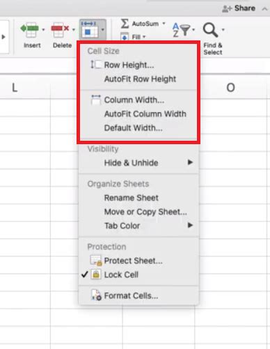 how to make cells bigger in excel on mac