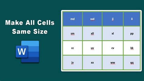 how to make cells in word the same size