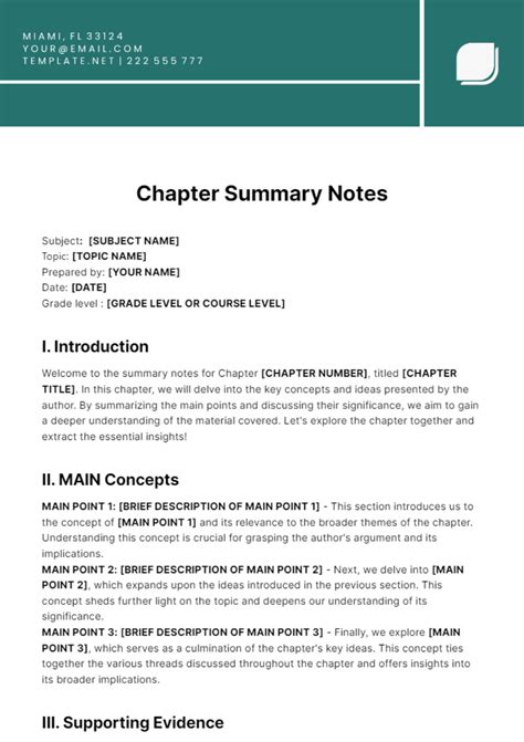 how to make chapter summary