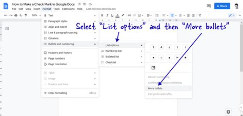 how to make check mark on google docs
