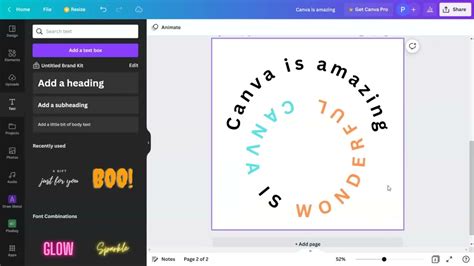 how to make circle words in canva