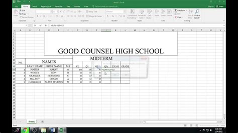 how to make class record in excel