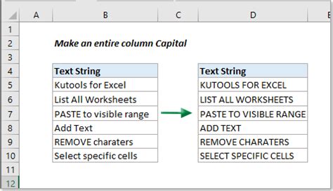 how to make column all lowercase in excel