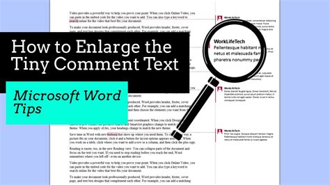 how to make comment text bigger in word