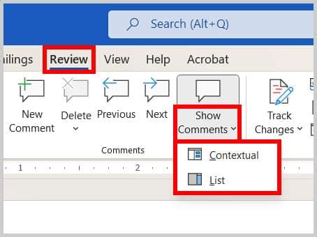 how to make comments not visible in word