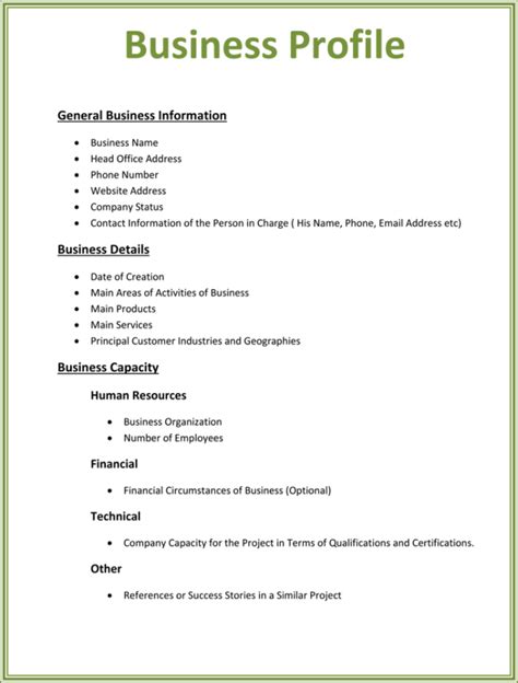 how to make company profile format in word