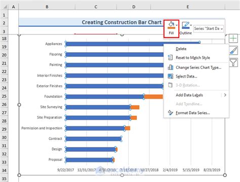 how to make construction bar chart in excel