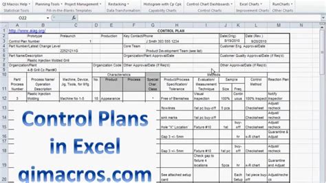 how to make control plan in excel