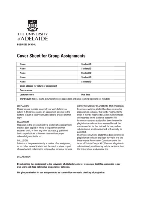 how to make cover page for group assignment