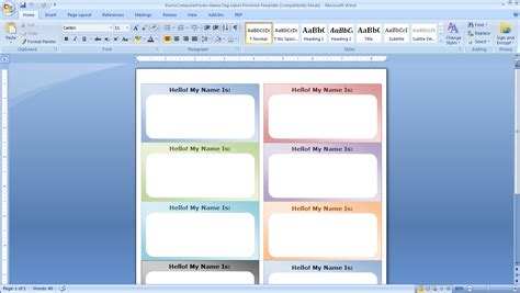how to make custom name tags in word
