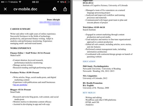 how to make cv in mobile phone