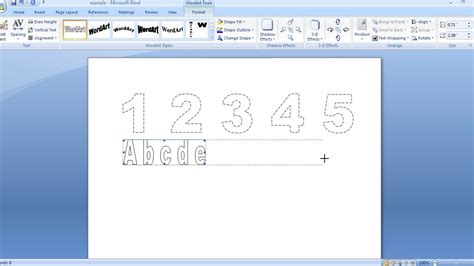 how to make dashed letters and number tracing in microsoft word