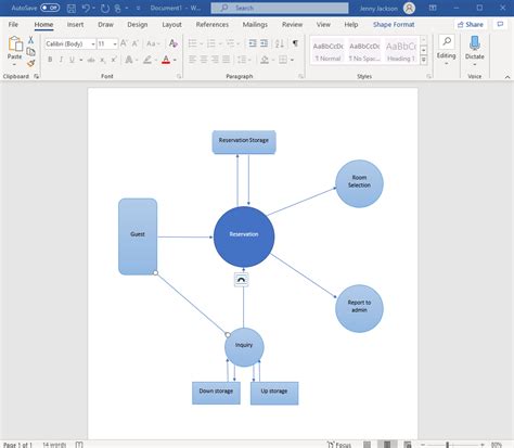 how to make data flow diagram in word