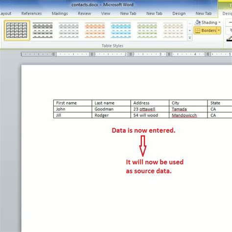 how to make data source in microsoft word