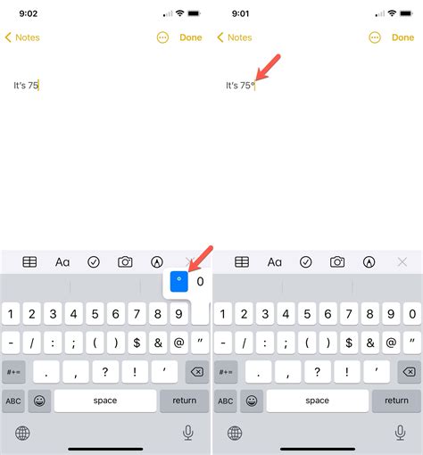 how to make degrees symbol on keyboard apple