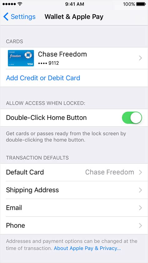 how to make different card default on apple pay
