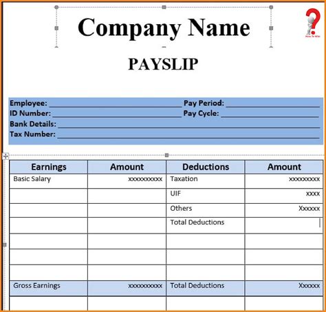 how to make employee pay slip in excel