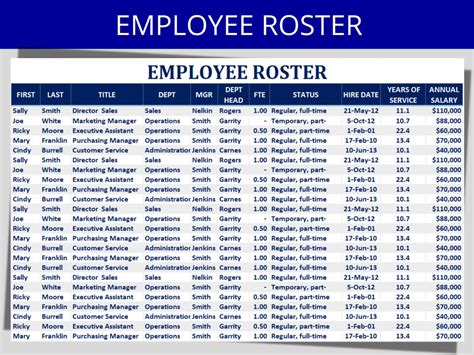 how to make employee roster in excel