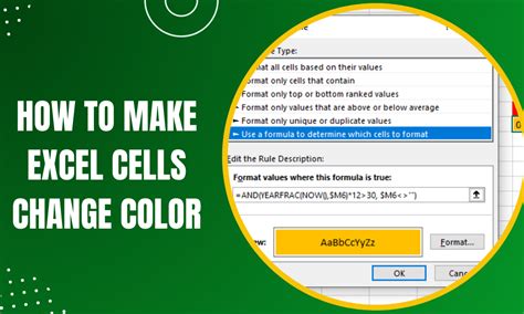 how to make excel cells change color automatically based on date range