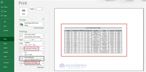 how to make excel chart print on one page