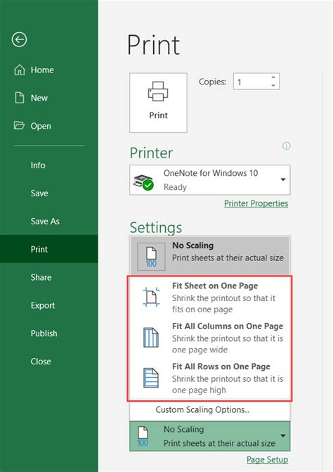 how to make excel print all columns on one page