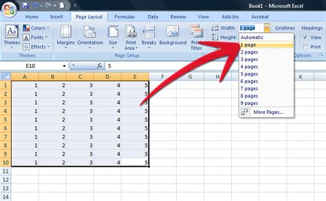how to make excel sheet only one page