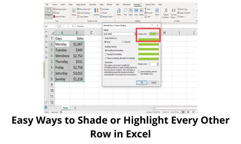 how to make excel spreadsheet every other color