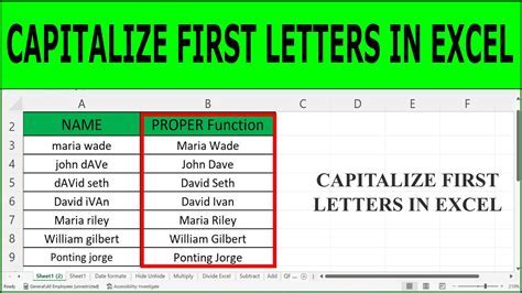 how to make first letter upper case in excel