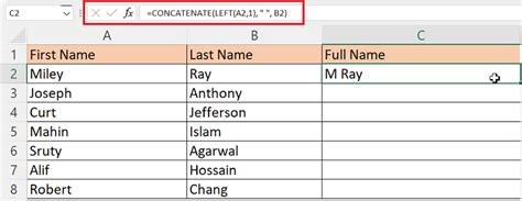 how to make first name last in excel