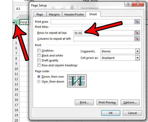 how to make first row repeat in excel