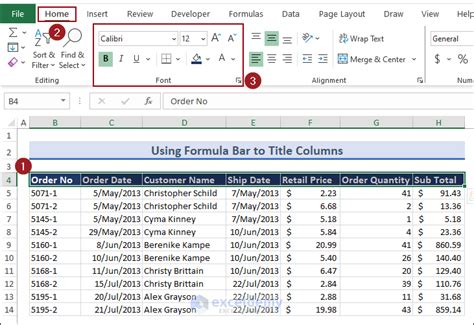 how to make first row title in excel