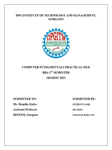 how to make front page of practical file