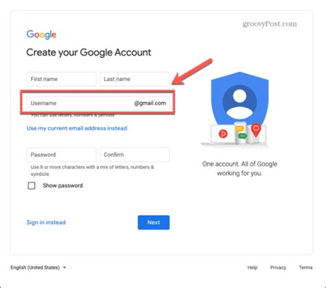 how to make gmail account username