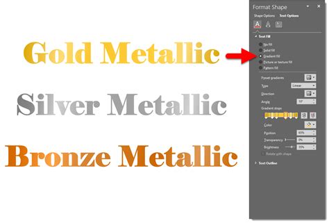 how to make gold font in powerpoint