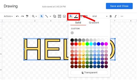 how to make gold text in google docs