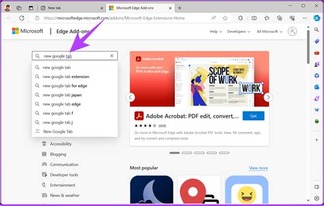 how to make google default search engine on edge new tab