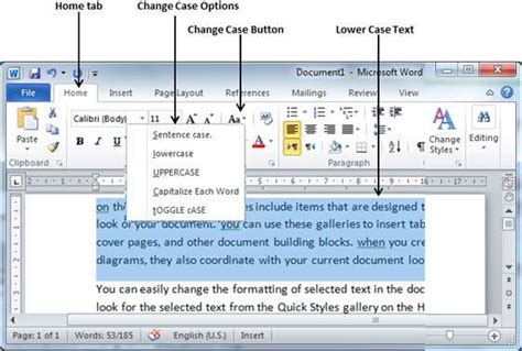how to make highlighted text lowercase in word