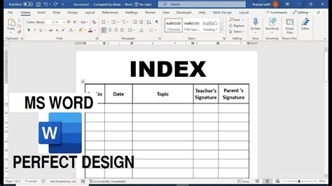how to make index in word doc
