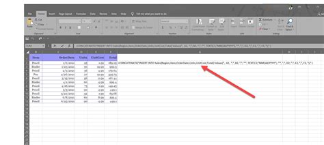 how to make insert script in excel