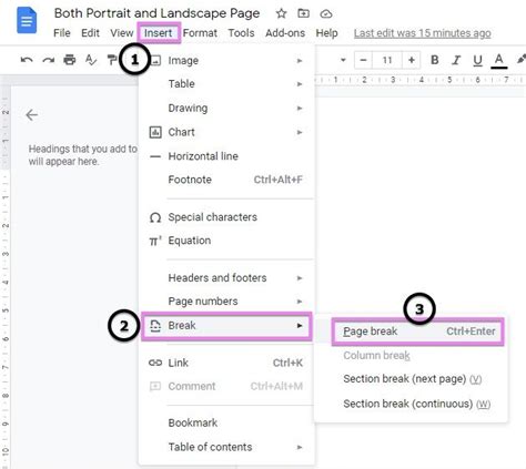 how to make just one page landscape in excel
