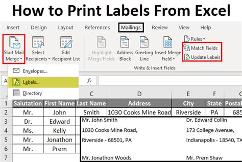 how to make labels in word from excel