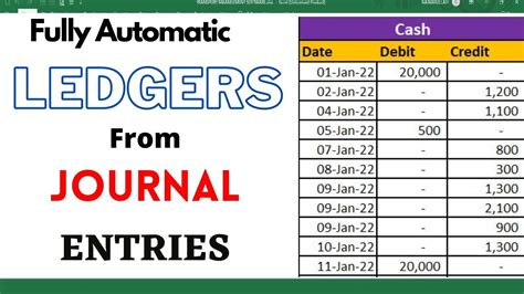 how to make ledger from journal entries in excel