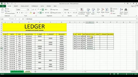 how to make ledger in excel sheet
