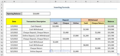 how to make ledger statement in excel