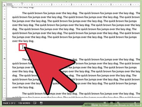 how to make line break in word