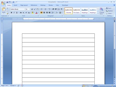 how to make lined paper in ms word