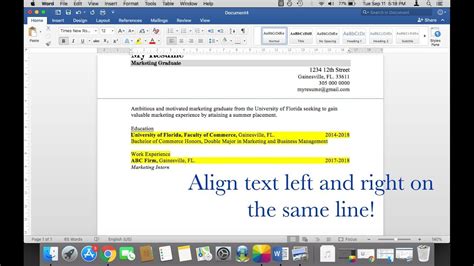 how to make lines align in word